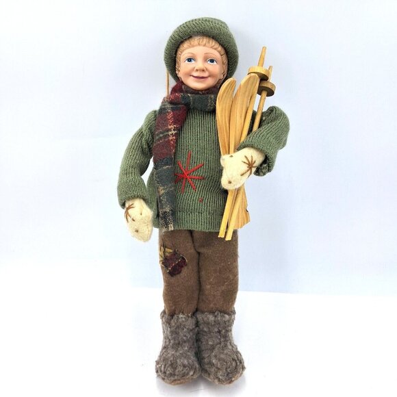 Handcrafted Male Skier-Quality Materials-Wooden Skis-14 Inches-European Made - Picture 1 of 10